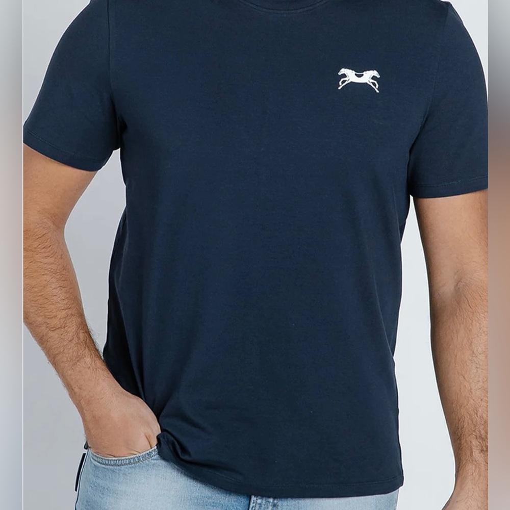 Navy Blue Short Sleeve Tee with Classic Crew Neck